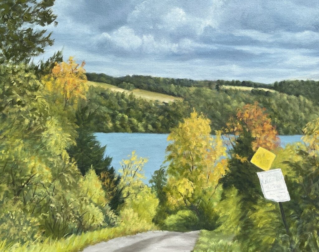 Patty L  Porter • <em>Roads to Cayuga #15</em> • Oil on canvas • 20″× 16″ • $600.00