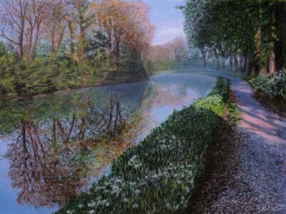 Ed Brothers&nbsp;• <em>CdM AM</em>&nbsp;• Oil pastel&nbsp;• 16″×&nbsp;13″&nbsp;• $850.00