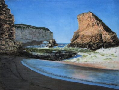Ed Brothers&nbsp;• <em>Pacific Blues</em>&nbsp;• Oil pastel&nbsp;• 16″×&nbsp;13″&nbsp;• NFS
