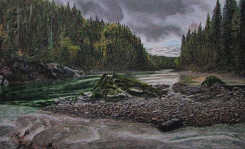 Ed Brothers&nbsp;• <em>Walter’s Run</em>&nbsp;• Oil pastel&nbsp;• 26½″×&nbsp;17½″&nbsp;• NFS