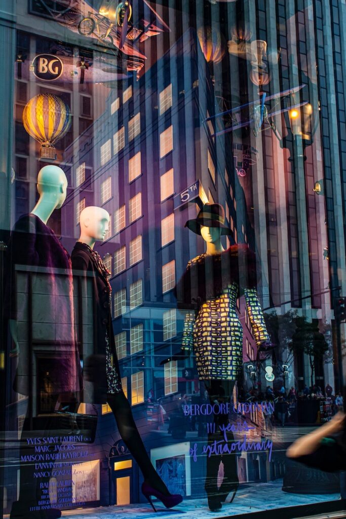 Nancy V. Ridenour • <em>Bergdorf Goodman Reflections-3</em> • Digital image on canvas • 24″× 36″ • $225.00
