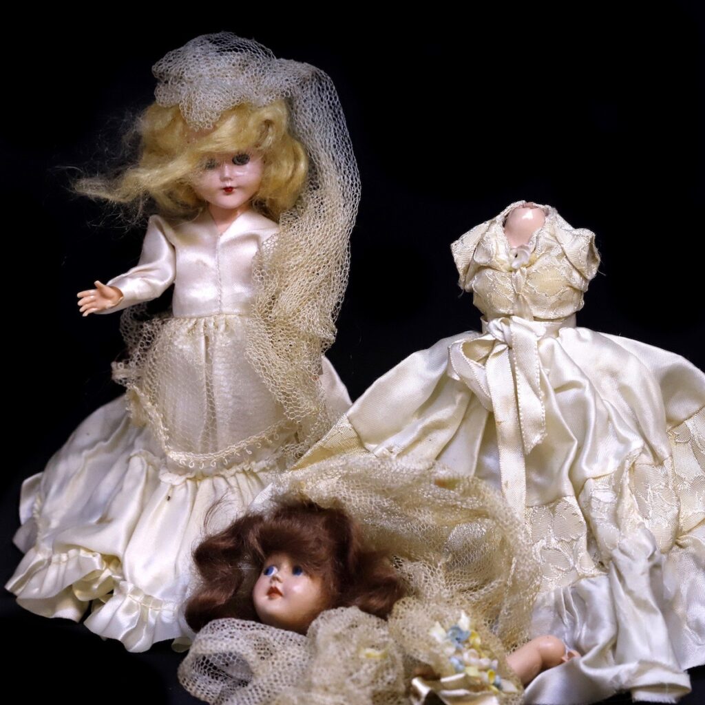 Nancy V. Ridenour • <em>Bride and Bridesmaid</em> • Digital image on canvas • 8″× 8″ • $35.00