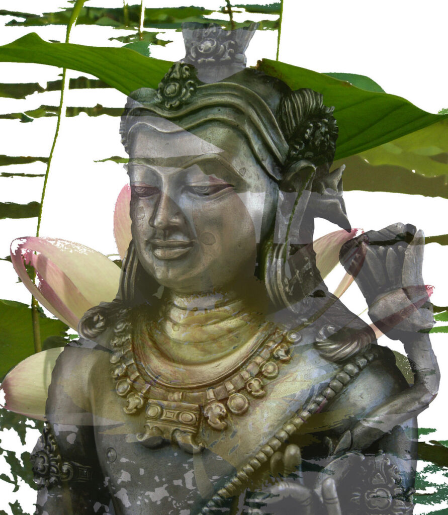 Nancy V. Ridenour • <em>Buddha and Lotus</em> • Digital image on canvas • 16″× 20″ • $150.00