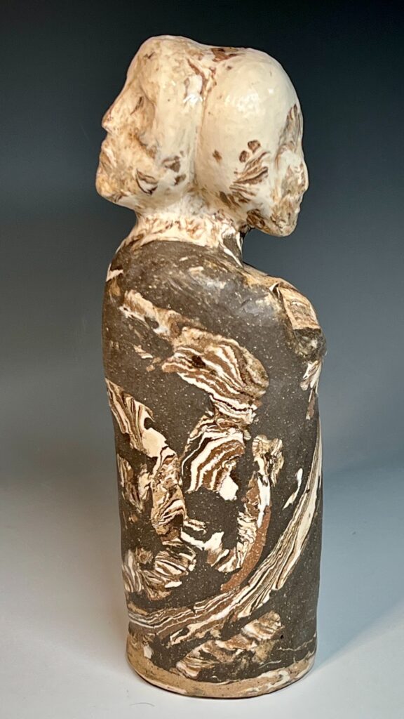 Marilyn Rivchin&nbsp;• <em>Each/Other</em>&nbsp;• Porcelain, chocolate, speckled brown and red clays with embedded marbled trimmings.&nbsp;• 4″×&nbsp;10½″×&nbsp;3¼″&nbsp;• $250.00<a class="purchase" href="https://state-of-the-art-gallery.square.site/product/marilyn-rivchin-each-other/XWELKUGRCJII45XHX5JVK6H5" target="_blank">Buy</a>