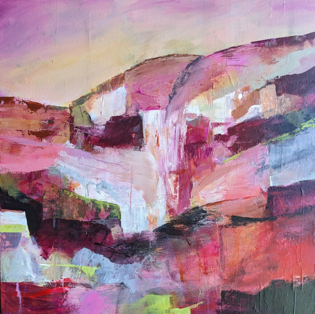 Barbara Behrmann&nbsp;• <em>Magic in the Hills</em>&nbsp;• Acrylic on stretched canvas&nbsp;• 24″×&nbsp;24″&nbsp;• $550.00<a class="purchase" href="https://state-of-the-art-gallery.square.site/product/barbara-behrmann-magic-in-the-hills/WO5KGQHO3JZ7FE4JY6LNGHSF" target="_blank">Buy</a>