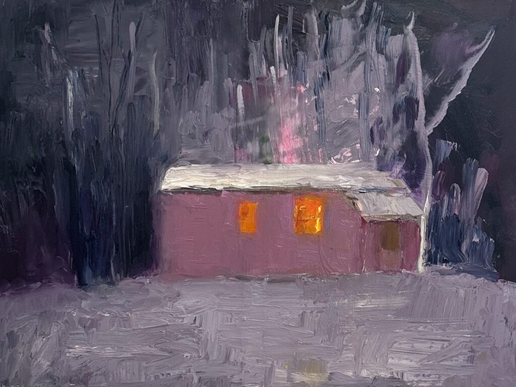 Ileen Kaplan&nbsp;• <em>Pink Cottage in the Snow</em>&nbsp;• Oil on canvas&nbsp;• 12″×&nbsp;9″&nbsp;• $485.00<a class="purchase" href="https://state-of-the-art-gallery.square.site/product/ileen-kaplan-pink-cottage-in-the-snow/I72OBMY37YNTWERGXTY2ATGX" target="_blank">Buy</a>