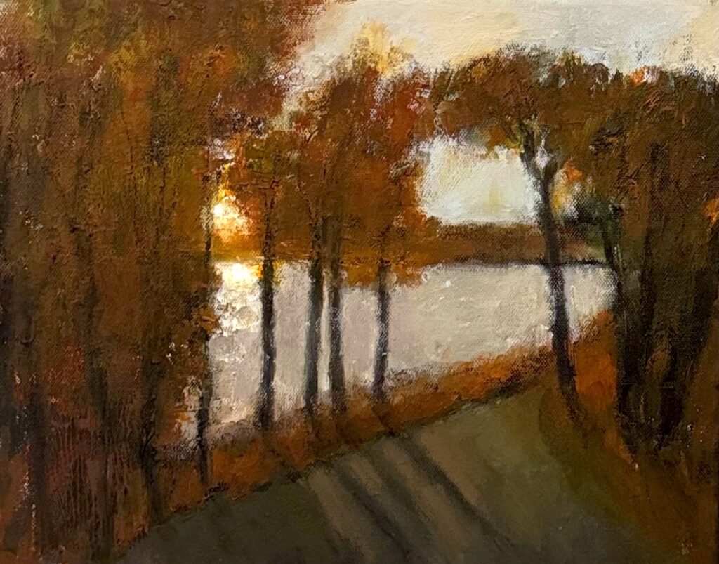 Ileen Kaplan&nbsp;• <em>Sunrise at the Lake</em>&nbsp;• Oil on canvas&nbsp;• 14″×&nbsp;11″&nbsp;• $525.00<a class="purchase" href="https://state-of-the-art-gallery.square.site/product/ileen-kaplan-sunrise-at-the-lake/AA7UMM5AGYIKHRYIZ2BJE2GY" target="_blank">Buy</a>