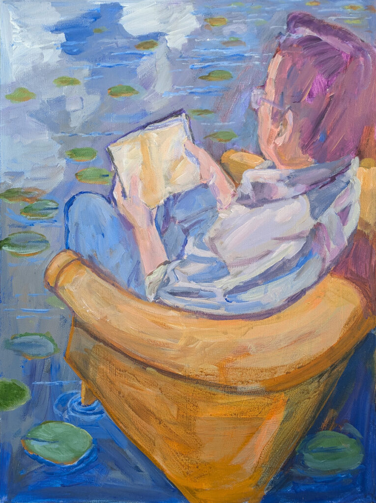 Katrina Morse&nbsp;• <em>Quiet Moment</em>&nbsp;• Acrylic on canvas&nbsp;• 14″×&nbsp;18″&nbsp;• $350.00<a class="purchase" href="https://state-of-the-art-gallery.square.site/product/katrina-morse-quiet-moment/FW6C5G735DVTEU2IWUELTRRY" target="_blank">Buy</a>