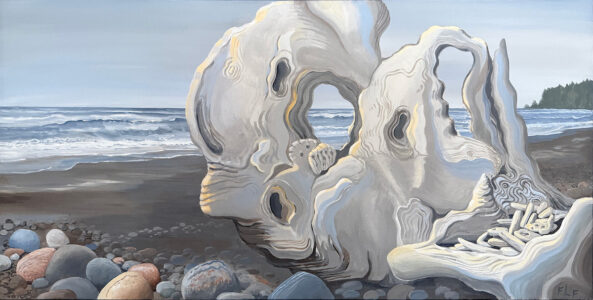 Frances Fawcett&nbsp;• <em>Rialto Beach</em>&nbsp;• Acrylic on canvas&nbsp;• 48″×&nbsp;24″&nbsp;• $2,000.00
