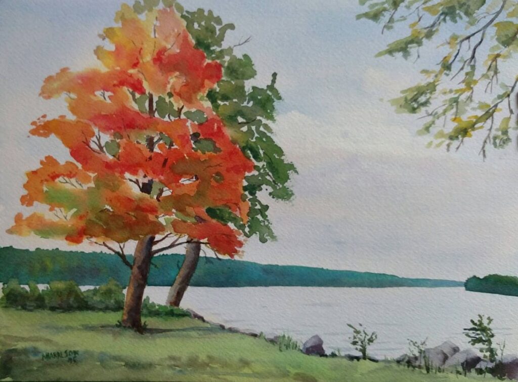 Annemiek Haralson&nbsp;• <em>Cayuga Lake in Fall</em>&nbsp;• Watercolor&nbsp;• 12″×&nbsp;9″&nbsp;• $250.00<a class="purchase" href="https://state-of-the-art-gallery.square.site/product/annemiek-haralson-cayuga-lake-in-fall/FQ4GWXRHK2XBZGC6WGGI2HM4" target="_blank">Buy</a>