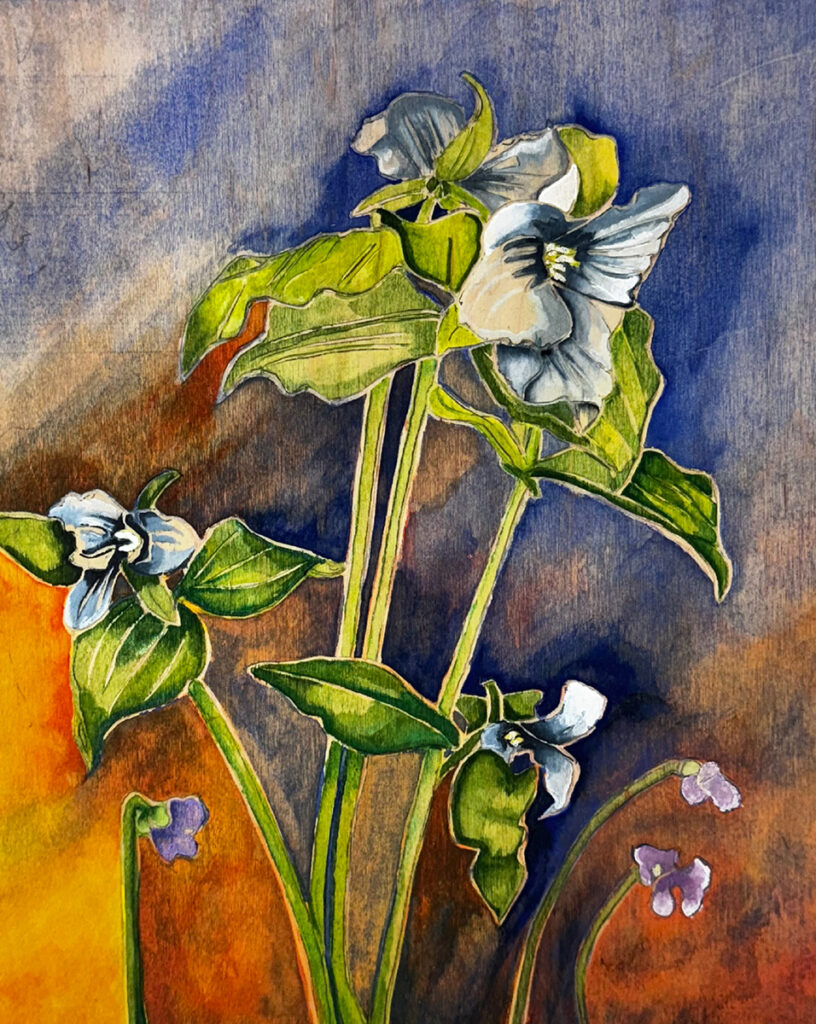 Patricia Hunsinger&nbsp;• <em>When Icicles No Longer Cling I</em>&nbsp;• Watercolor on maple wood&nbsp;• 11″×&nbsp;14″&nbsp;• $350.00<a class="purchase" href="https://state-of-the-art-gallery.square.site/product/patricia-hunsinger-when-icicles-no-longer-cling-i/LD2EONNDCR6VGTK66RPH4Q73" target="_blank">Buy</a>