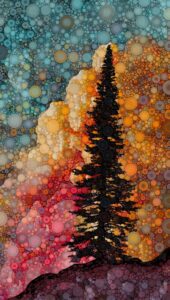 Daniel McPheeters&nbsp;• <em>Summit Sunset</em>&nbsp;• Mixed media on panel&nbsp;• 17″×&nbsp;30″&nbsp;• $250.00
