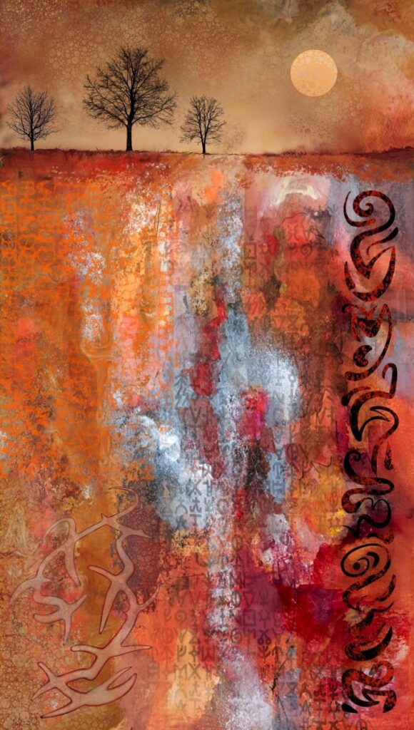 Daniel McPheeters&nbsp;• <em>The Story Beneath</em>&nbsp;• Mixed media on panel&nbsp;• 17″×&nbsp;30″&nbsp;• $250.00<a class="purchase" href="https://state-of-the-art-gallery.square.site/product/daniel-mcpheeters-the-story-beneath/MAM7EWWDYDP7UR3UEGXZ2GAU" target="_blank">Buy</a>