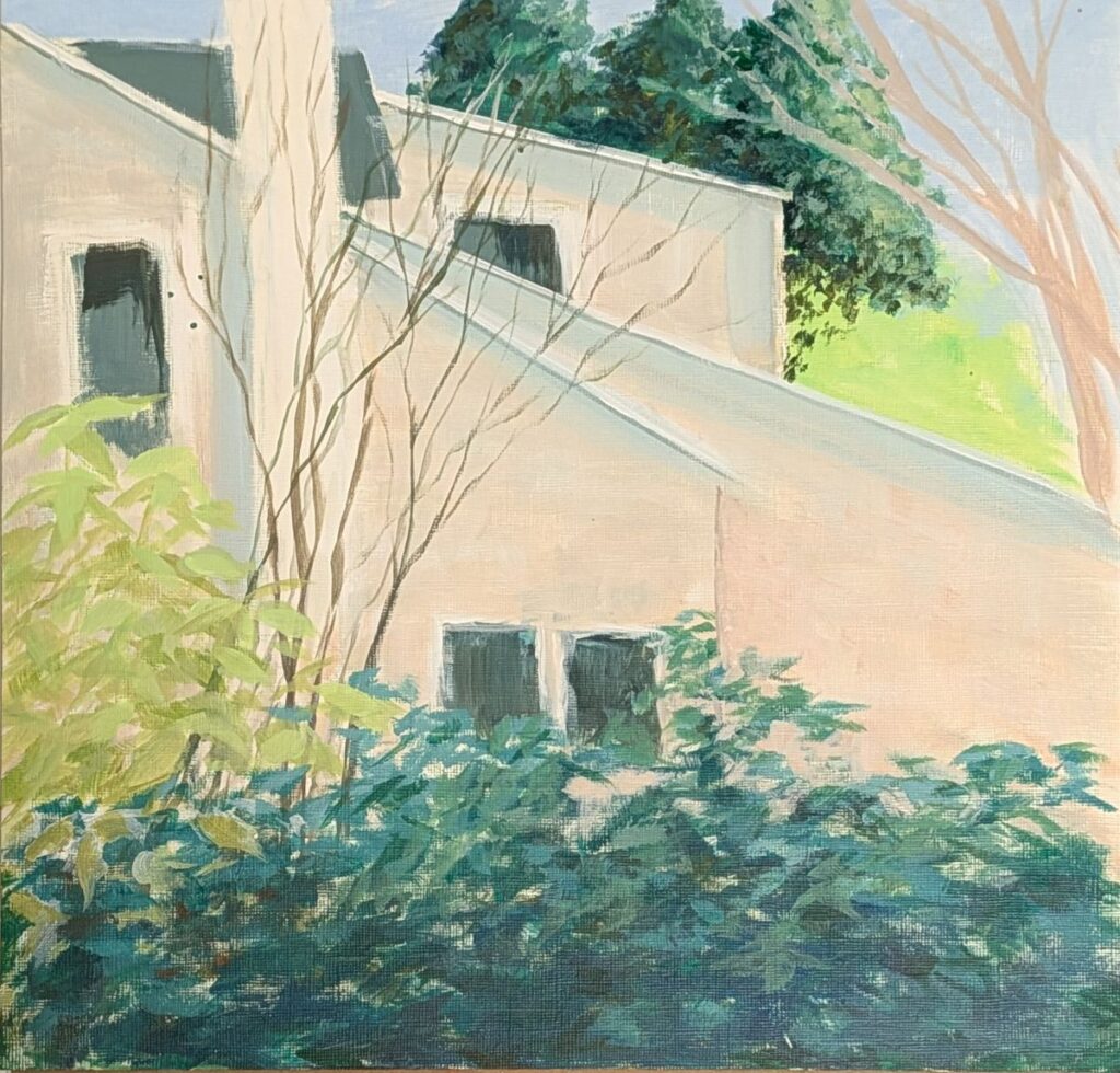 Diana Ozolins&nbsp;• <em>Sunny House</em>&nbsp;• Acrylic on canvas&nbsp;• 12″×&nbsp;12″&nbsp;• $300.00<a class="purchase" href="https://state-of-the-art-gallery.square.site/product/diana-ozolins-sunny-house/RQRTQ6ECPAHEOCB72B2CIXTJ" target="_blank">Buy</a>