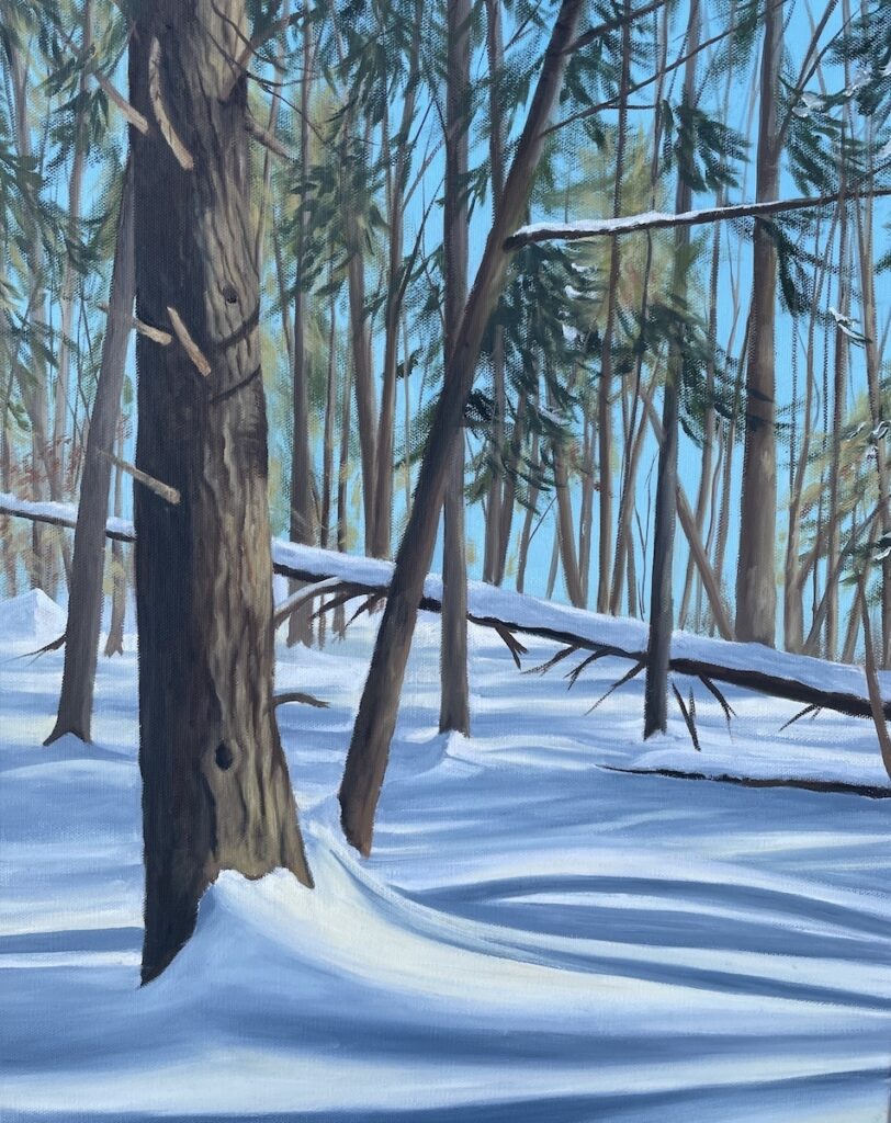 Patty L. Porter&nbsp;• <em>Walk in the Woods</em>&nbsp;• Oil on canvas&nbsp;• 16″×&nbsp;20″&nbsp;• $550.00<a class="purchase" href="https://state-of-the-art-gallery.square.site/product/patty-l-porter-walk-in-the-woods/5WFVLGCMG4LM265SE3TIKWOM" target="_blank">Buy</a>
