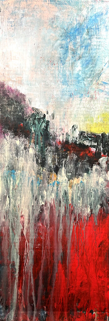 Darcy Binns&nbsp;• <em>Transformation</em>&nbsp;• Acrylic on corrugated cardboard, framed&nbsp;• 11¾″×&nbsp;28¾″&nbsp;• $200.00