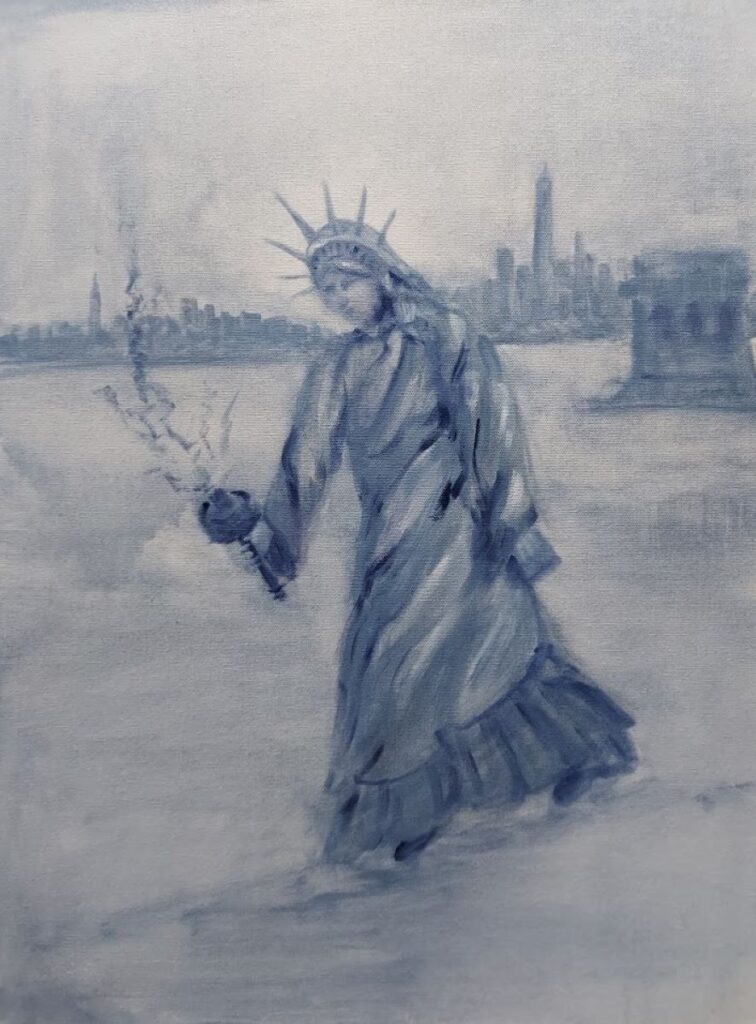 Annemiek Haralson&nbsp;• <em>Give me your tired, your poor, your huddled masses yearning to breathe free</em>&nbsp;• Oil&nbsp;• 18″×&nbsp;24″&nbsp;• $250.00<a class="purchase" href="https://state-of-the-art-gallery.square.site/product/annemiek-haralson-give-me-your-tired-your-poor-your-huddled-masses-yearning-to-breathe-free/DH5CTVIQNKPWKXEWN7TOZJB2" target="_blank">Buy</a>