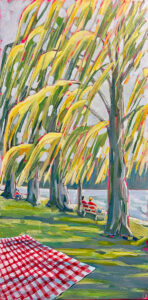 Cindy Kaufman&nbsp;• <em>A Day in the Park</em>&nbsp;• Acrylic on gallery-wrapped canvas, edges finished&nbsp;• 15″×&nbsp;30″&nbsp;• $900.00<a class="purchase" href="https://state-of-the-art-gallery.square.site/product/cindy-kaufman-a-day-in-the-park/WMIFSQPMKVPFAJE7NZBPCNZG" target="_blank">Buy</a>