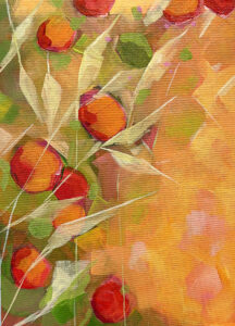 Cindy Kaufman&nbsp;• <em>Berries at Sunrise</em>&nbsp;• Acrylic on canvas in white floating frame&nbsp;• 10″×&nbsp;14″&nbsp;• $300.00<a class="purchase" href="https://state-of-the-art-gallery.square.site/product/cindy-kaufman-berries-at-sunrise/4MBUYQNLPZ6RRCU6NVNDEY4V" target="_blank">Buy</a>