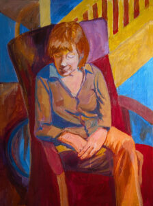 Katrina Morse&nbsp;• <em>Secret Dreams</em>&nbsp;• Acrylic on canvas with tissue paper&nbsp;• 18″×&nbsp;24″&nbsp;• $450.00