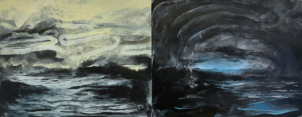 Bradley Butler&nbsp;• <em>I Wanted to Give Myself Nightmares</em>&nbsp;• Acrylic on paper&nbsp;• 27″×&nbsp;11″&nbsp;• $950.00