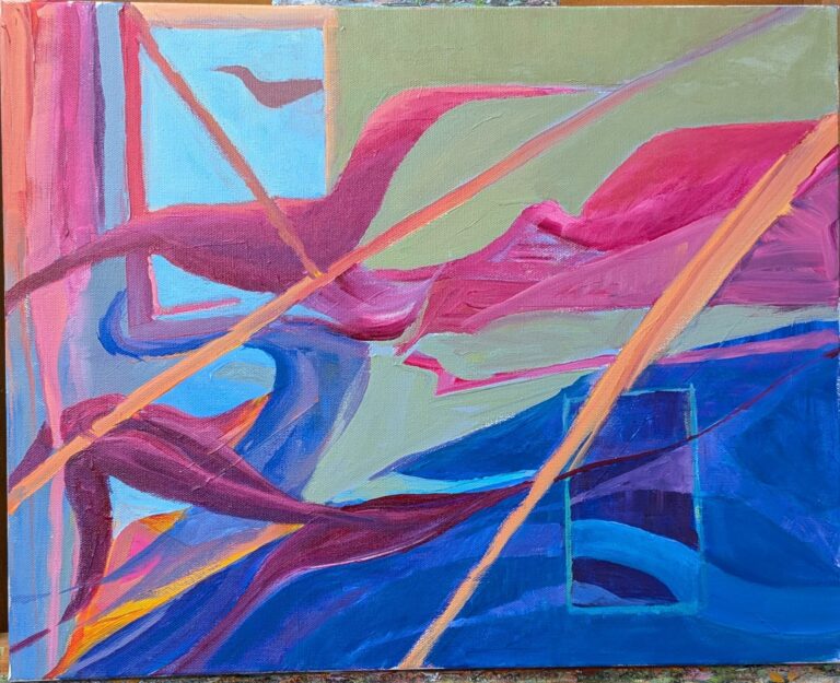 Green , 2 Blues, Ochre and Magenta by Diana Ozolins