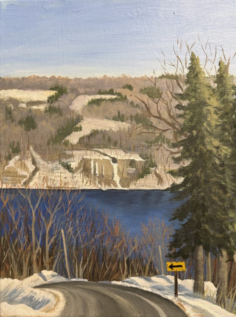 Patty Porter&nbsp;• <em>Roads to the Lake - Glenwood Heights</em>&nbsp;• Oil on canvas&nbsp;• 12″×&nbsp;16″&nbsp;• $350.00