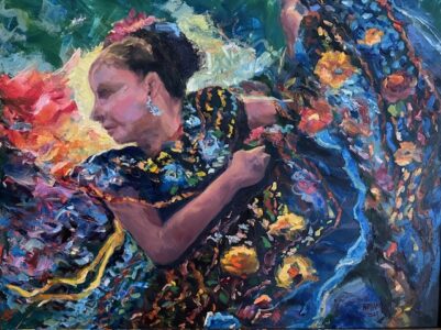 Hsiao-Pei Yang&nbsp;• <em>Dancer at the Carnival</em>&nbsp;• Oil on canvas&nbsp;• 24″×&nbsp;20″&nbsp;• $1,000.00<a class="purchase" href="https://state-of-the-art-gallery.square.site/product/hsiao-pei-yang-dancer-at-the-carnival/HDZGZEOQML5CCGASGW6WTMZF" target="_blank">Buy</a>