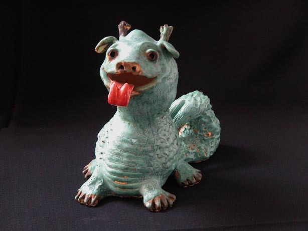 Lisa Lincoln • <em>Baby Chinese Dragon</em> • Kiln fired clay and glaze • 7″× 9½″× 10″ • NFS
