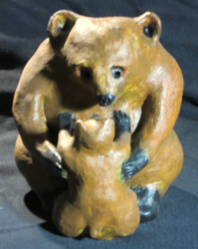 Lisa Lincoln • <em>Bear Hug</em> • Air-dried clay and acrylic • 5¾″× 6″× 6¼″ • NFS