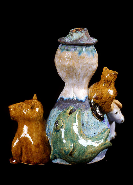 Lisa Lincoln • <em>Four Animal Figure</em> • Kiln fired clay and glaze • 8″× 7¼″× 6½″ • NFS