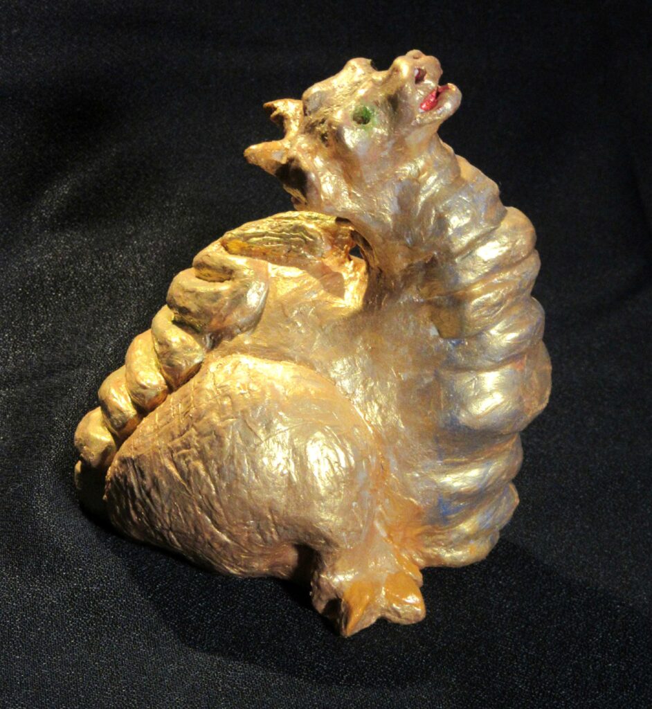 Lisa Lincoln • <em>Golden Chinese Dragon</em> • Air-dried clay and acrylic • 3″× 4½″× 3½″ • NFS