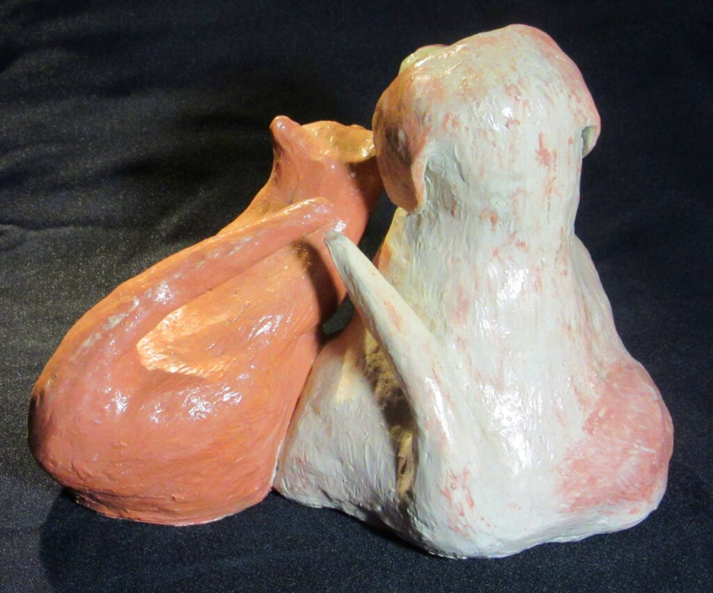 Lisa Lincoln • <em>Happy at Home</em> • Air-dried clay and acrylic paint • 8¾″× 7″× 5″ • NFS