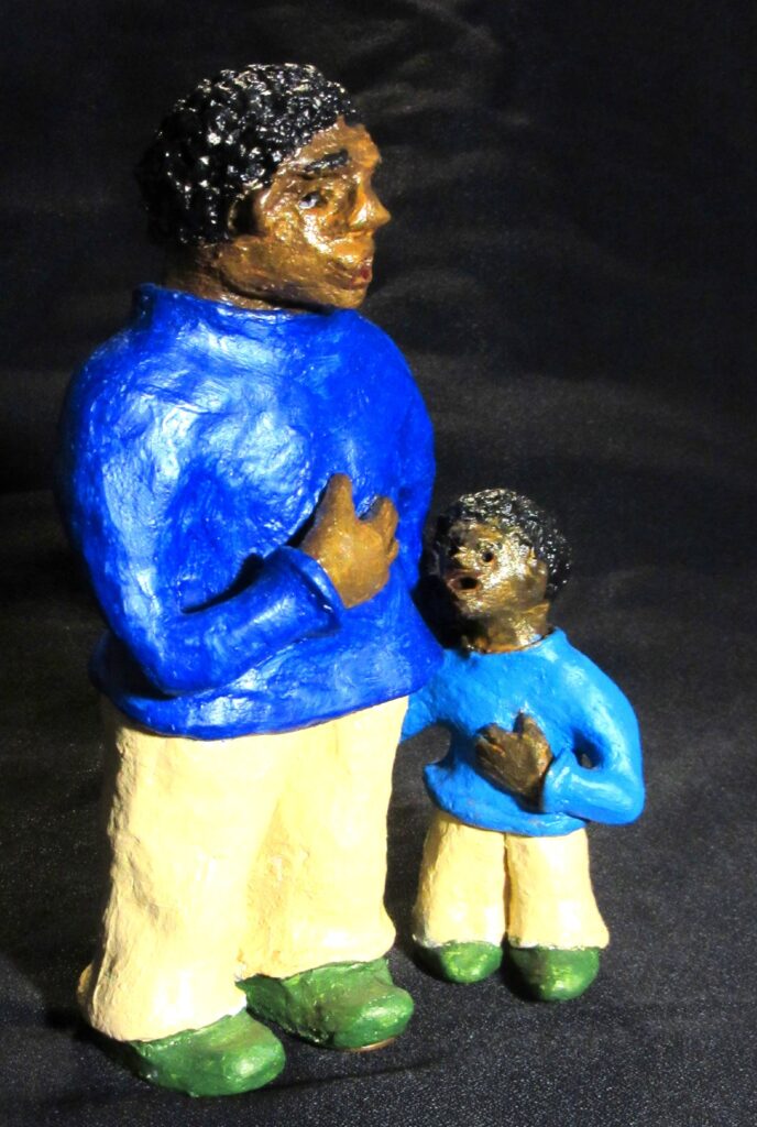 Lisa Lincoln • <em>Singers of the Heart: African American duo</em> • Air-dried clay and acrylic paint • 4½″× 7¼″× 3¼″ • NFS
