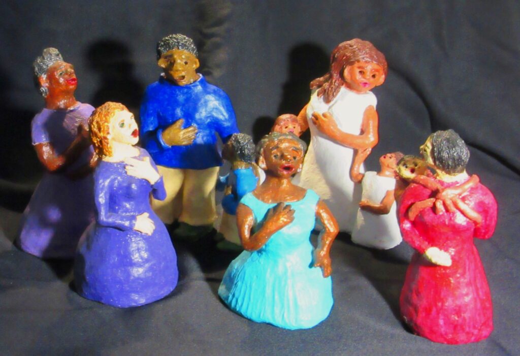 Lisa Lincoln • <em>Singers of the Heart chorus members</em> • Air-dried clay and acrylic paint • NFS