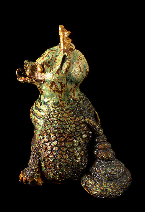 Lisa Lincoln • <em>Val's Chinese Dragon</em> • Kiln fired clay, oxide and glaze • 4¾″× 10″× 8″ • NFS
