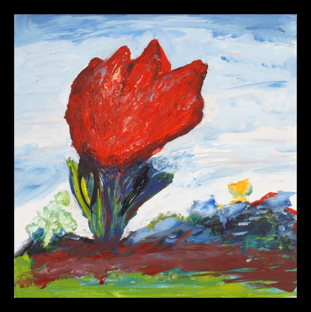 Elizabeth Stuelke • <em>On the Outskirts</em> • Oil on canvas • 12″× 12″ • NFS