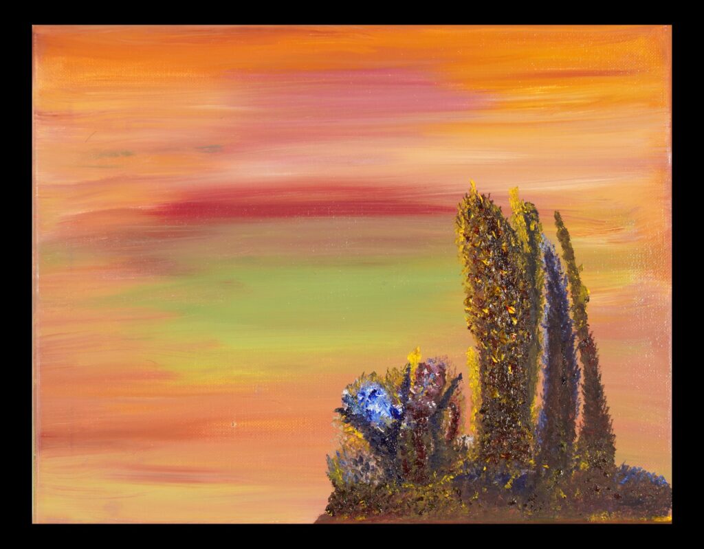 Elizabeth Stuelke • <em>They Look Ahead</em> • Oil on canvas • 10″× 8″ • NFS