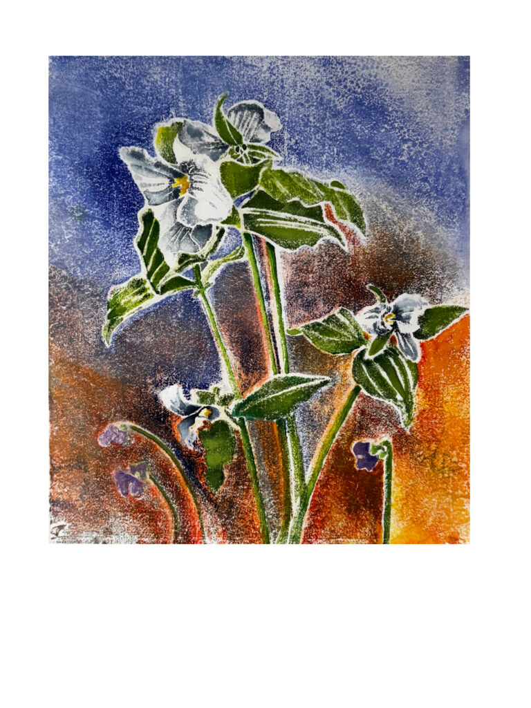 Patricia Hunsinger&nbsp;• <em>When Icicles No Longer Cling I</em>&nbsp;• Watercolor on maple wood with wax varnish&nbsp;• 11″×&nbsp;14″&nbsp;• NFS