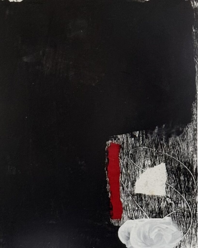 Ileen Kaplan&nbsp;• <em>The Quiet Loneliness of Not Being Myself</em>&nbsp;• Acrylic and collage on paper&nbsp;• 11″×&nbsp;14″&nbsp;• $385.00