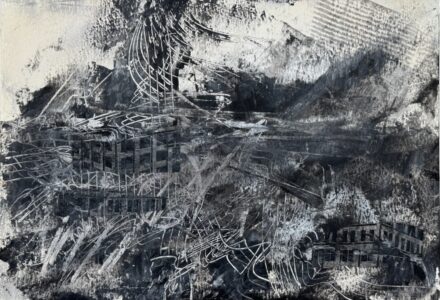 Sheila Danko&nbsp;• <em>Out of the Darkness</em>&nbsp;• Oil and cold wax on arches huile, matted and framed&nbsp;• 16″×&nbsp;12″&nbsp;• $250.00<a class="purchase" href="https://state-of-the-art-gallery.square.site/product/sheila-danko-out-of-the-darkness/PRLJU4WA3EZ7UG37G2YSBVEZ" target="_blank">Buy</a>