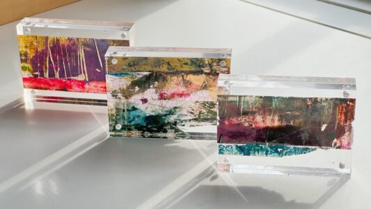 Sheila Danko&nbsp;• <em>Lightscapes- in various sizes available for sale only at the gallery</em>&nbsp;• Oil and cold wax on translucent substrate, framed in acrylic &nbsp;• NFS