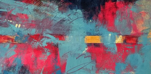 Sheila Danko&nbsp;• <em>Ignite</em>&nbsp;• Oil and cold wax on arches huile, framed&nbsp;• 21″×&nbsp;10″&nbsp;• $350.00<a class="purchase" href="https://state-of-the-art-gallery.square.site/product/sheila-danko-ignite/JDSBOBMTSPI272ZAP56OKXKV" target="_blank">Buy</a>