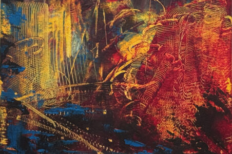 Sheila Danko&nbsp;• <em>Fire Dance</em>&nbsp;• Oil and cold wax on arches huile, matted and framed&nbsp;• 14″×&nbsp;11″&nbsp;• $185.00<a class="purchase" href="https://state-of-the-art-gallery.square.site/product/sheila-danko-fire-dance/M5HWPGH5I4ORKOAR5DVXR2EW?cp=true&sa=false&sbp=false&q=false&category_id=LIKNQZIEXGH34CTUIG55VUH2" target="_blank">Buy</a>