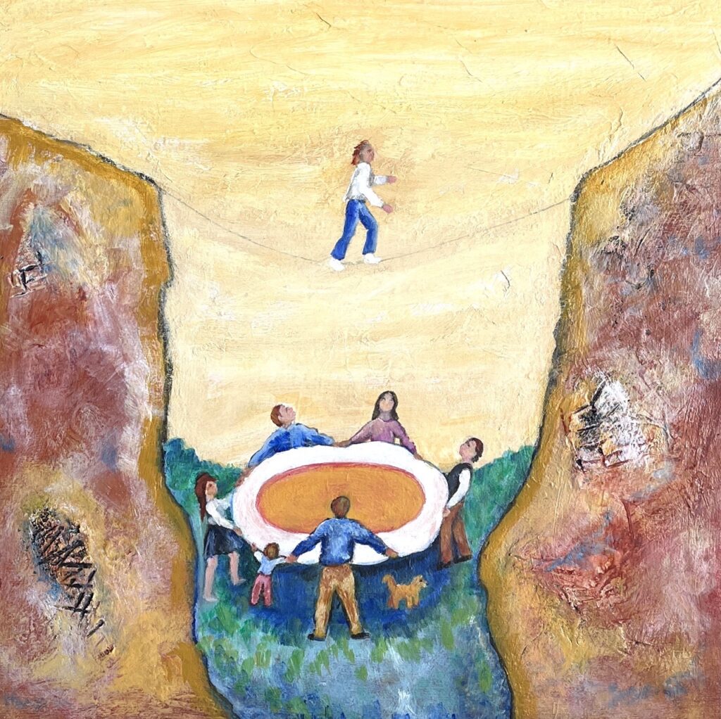 Jane Dennis&nbsp;• <em>Family</em>&nbsp;• Acrylic&nbsp;• 15½″×&nbsp;15½″&nbsp;• $400.00